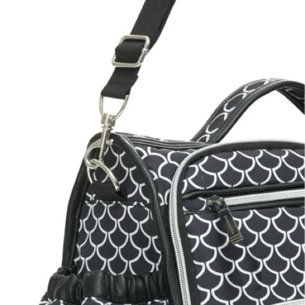 Black And White Patterned Backpack Diaper Bag Ban… - image 7